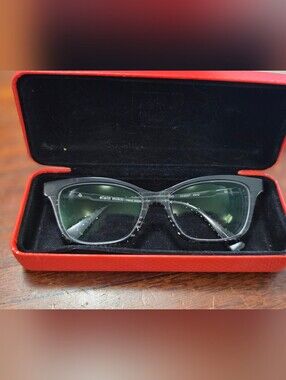 alain mikli (Model A03037) Women's Semi-Transparent Black Cat-Eye Glasses